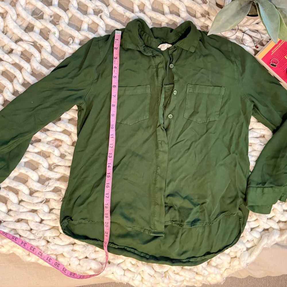 Green button down blouse